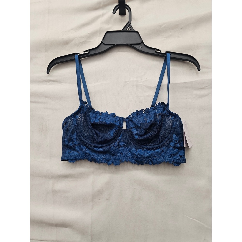 Auden Womens Lace Underwire Bra Blue Nylon Blend Casual Size 36A